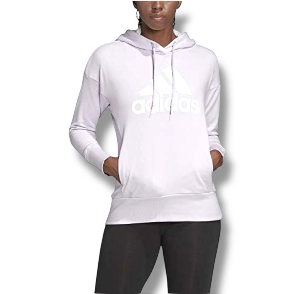 Adidas Women’s Light Gray/Lavender Fitted Sporty Long SleeveHoodie